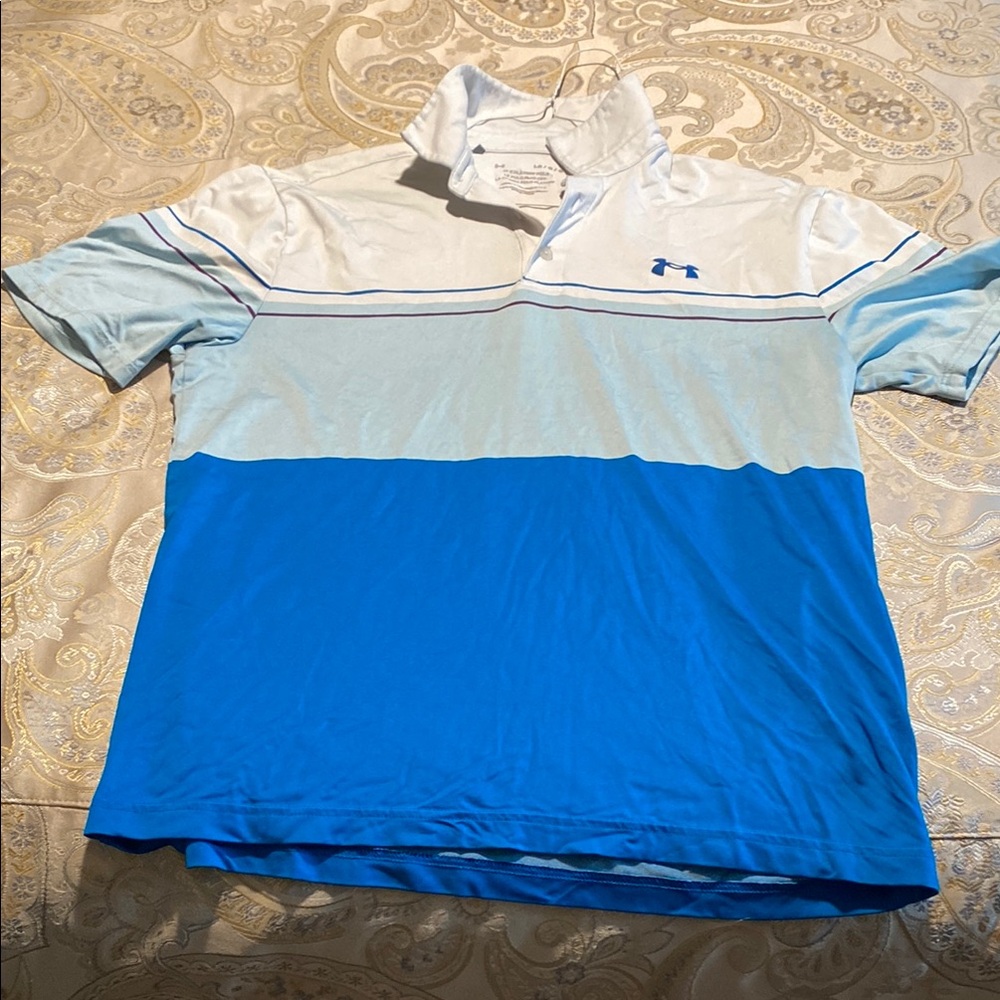 Under Armour Men's Blue and White Polo Shirt